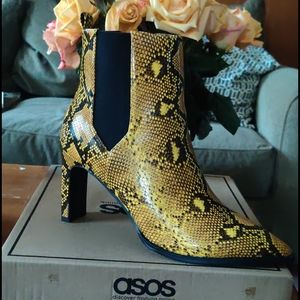 Yellow Snakeskin Booties